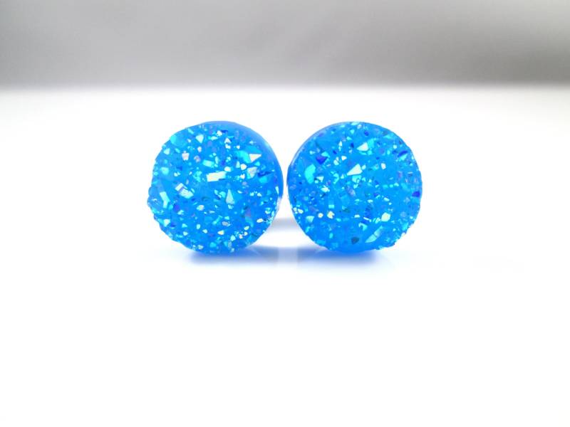 Hellblau Funkeln Faux Druzy Plugs 2G, 0G, 00G von TinyLittleFunBits