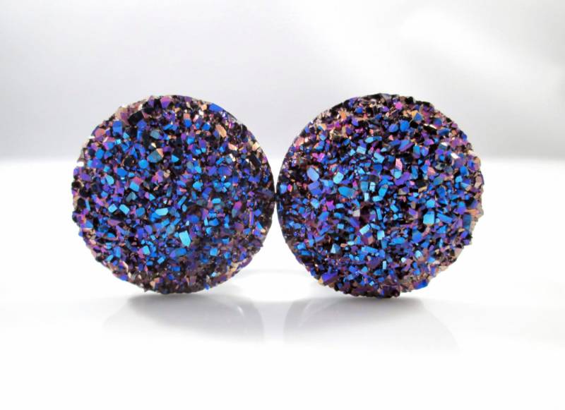Faux Druzy Plugs Metallic Blau, Lila, Und Gold Glitzern | 3/4 Zoll, 7/8 Zoll von TinyLittleFunBits