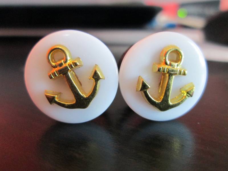 Gold Anker Plugs Weiße Druckknöpfe | 1/2, 9/16, 5/8 Zoll von TinyLittleFunBits