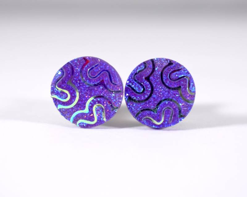 Gauges - Lila Violet Glitzer Blume Druzy 4G, 2G Und 0G von TinyLittleFunBits