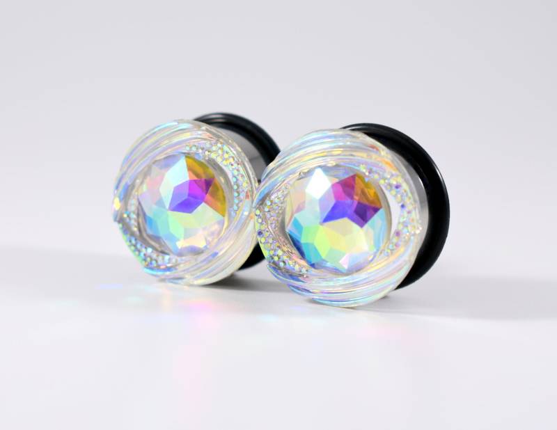 Gauges - Plug Ohrringe Klare Weiß Ab Finish Auge 3/4 Zoll, 7/8 1 Zoll von TinyLittleFunBits