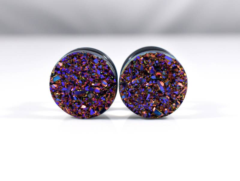 Ohrstecker - Blue & Purple Sparkle Faux Druzy 1/2 In, 7/16 in Und 9/16 von TinyLittleFunBits