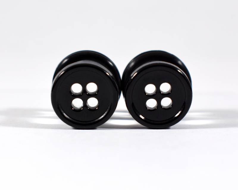 Plug Ohrringe - Gauges Black Button 2G, 0G Und 00G von TinyLittleFunBits