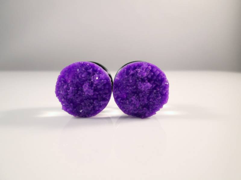 Lila Faux Druzy Ohrstecker Mit Funkelstein, 24mm Oder 15mm von TinyLittleFunBits