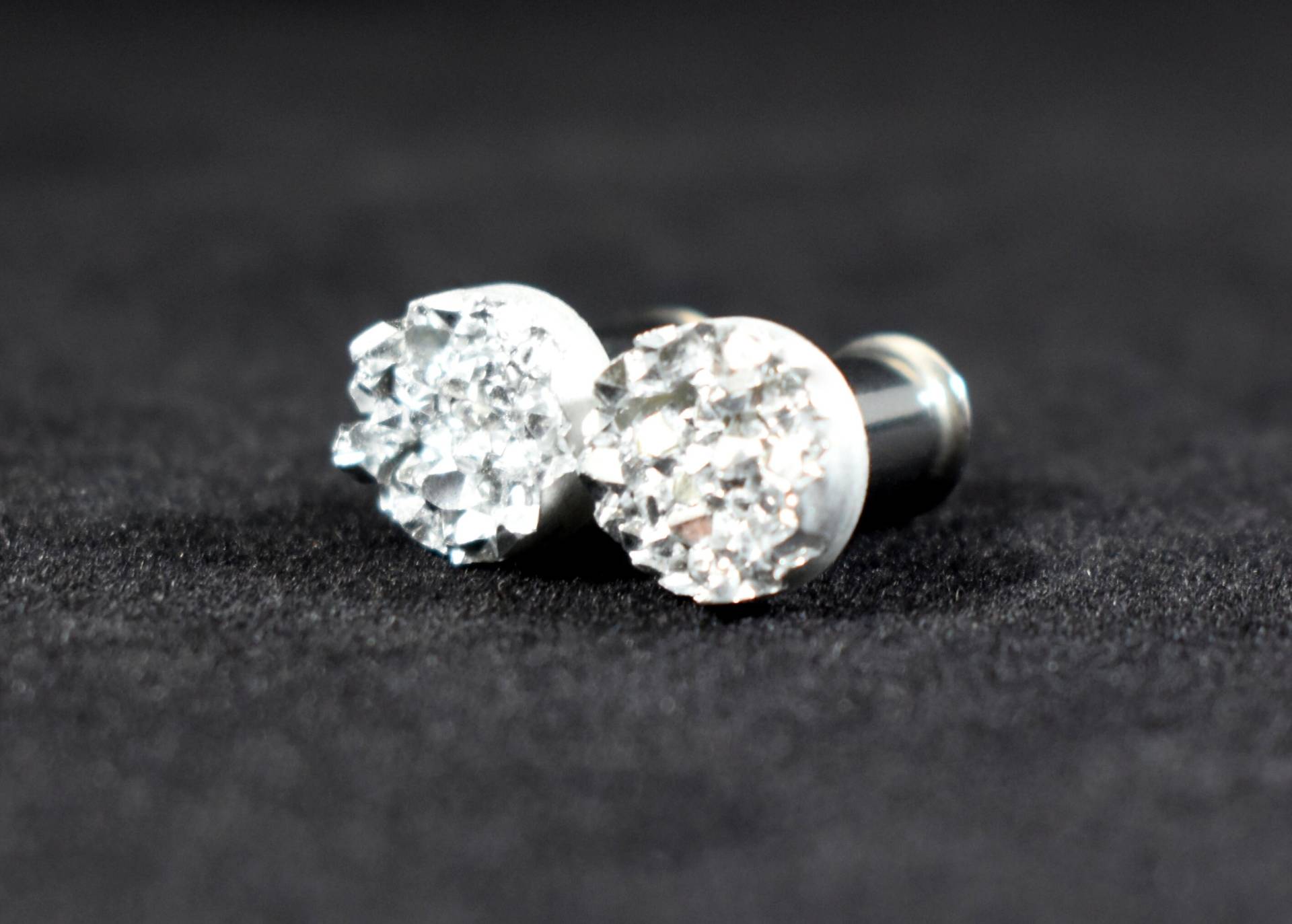 Plug Ohrringe - Silber Chunky Metallic Faux Druzy 4G, 2G, 0G von TinyLittleFunBits