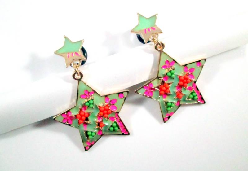 - Plugs Baumeln Grün Und Gold Stern Perlen Baumeln 4G, 2G, 0G 00G von TinyLittleFunBits