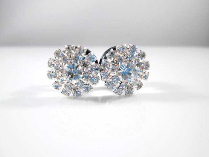 Plugs - Braut Silber Doppelring Strass Glitzer 00G, 7/16 in Und 1/2 In von TinyLittleFunBits