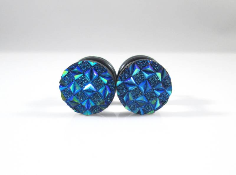 Plugs - Dark Blue Ab Finish Diamond Cut 2G, 0G Und 00G von TinyLittleFunBits