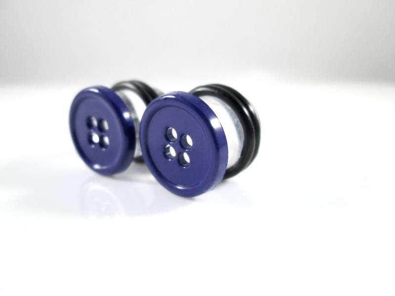 Plugs - Dark Purple Blue Button 00G, 7/16 Zoll Und 1/2 von TinyLittleFunBits