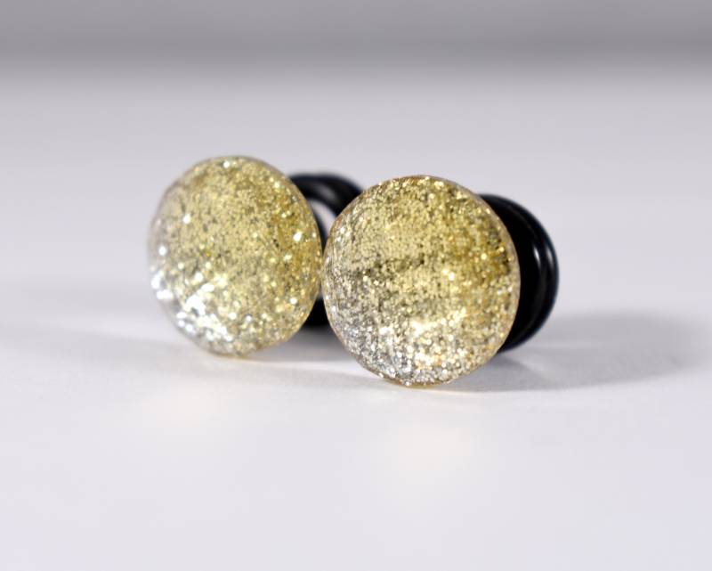 Plugs - Facettiertes Gelb Auf Silber Fade Glitzer 4G, 2G, 0G Und 00G von TinyLittleFunBits