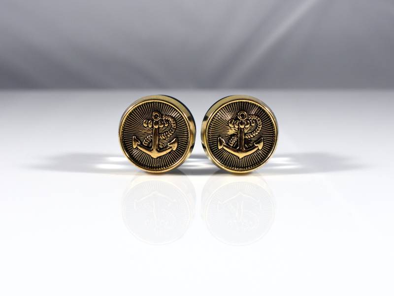 Plugs - Gold Anker Fancy Vintage Button 1/2 In, 9/16 in Und 5/8 In von TinyLittleFunBits