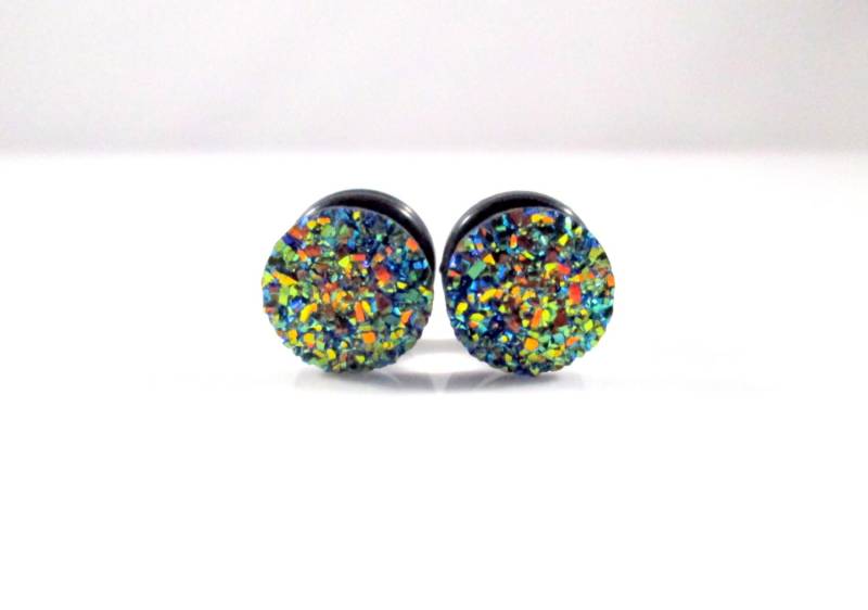 Plugs - Grün, Gelb, Blau Faux Druzy Sparkle 4G, 2G, 0G Und 00G von TinyLittleFunBits