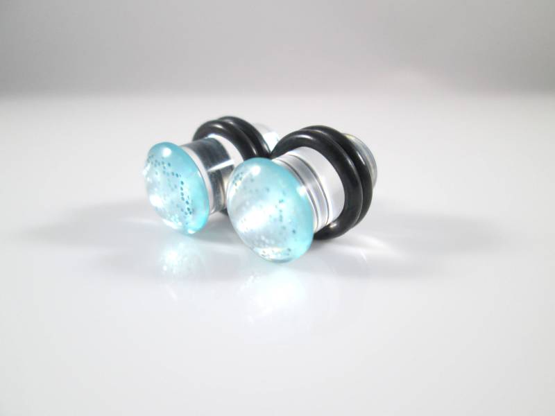 Plugs - Hellblau Glitter Gel Drop 4G, 2G Und 0G von TinyLittleFunBits