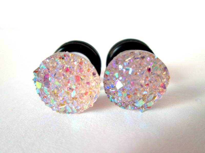 Plugs - Hellrosa Sparkle Faux Druzy 4G, 2G Und 0G von TinyLittleFunBits