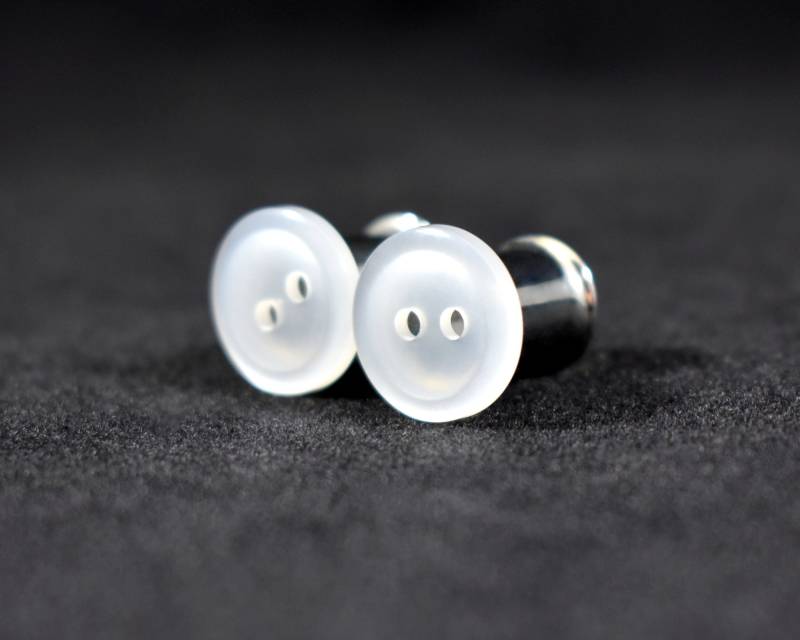Plugs - Hübscher Perlmuttweiß Button 2G, 0G Und 00G von TinyLittleFunBits