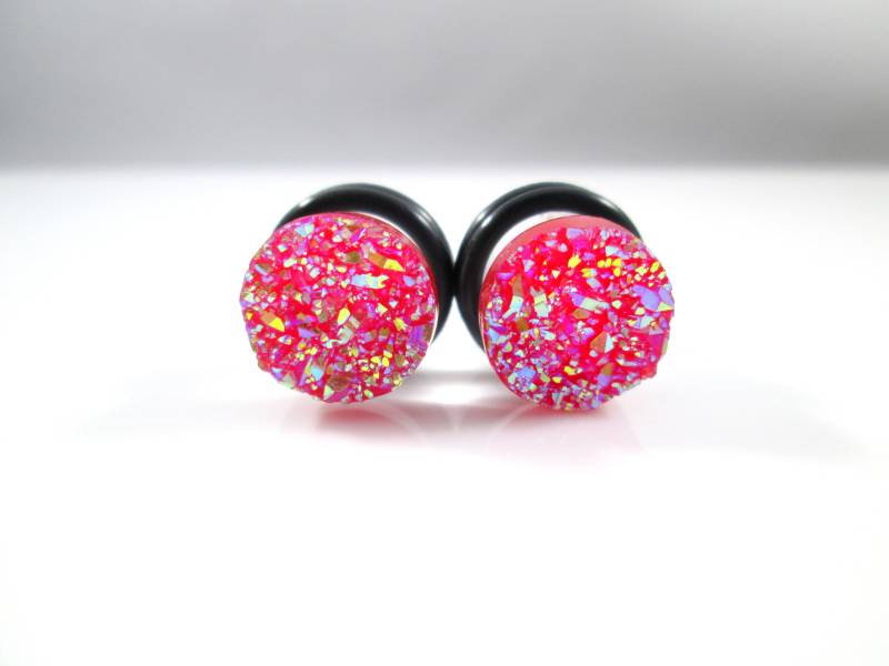 Plugs - Knallrot Sparkle Faux Druzy 2G, 0G Und 00G von TinyLittleFunBits