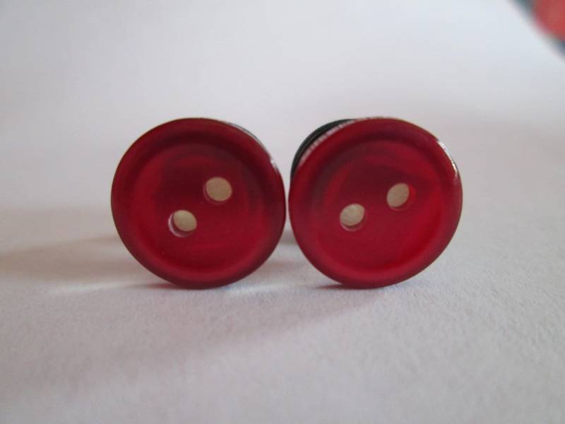 Rote Perle Finish Button Plugs 2G, 0G, 00G von TinyLittleFunBits