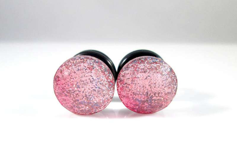 Plugs - Pink Bis Silber Glitter Fade Sparkle Foil Facet 2G, 0G Und 00G von TinyLittleFunBits