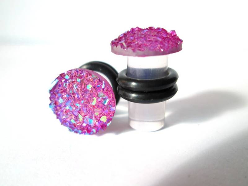 Plugs - Pretty Purple Sparkle Druzy 4G, 2G Und 0G von TinyLittleFunBits