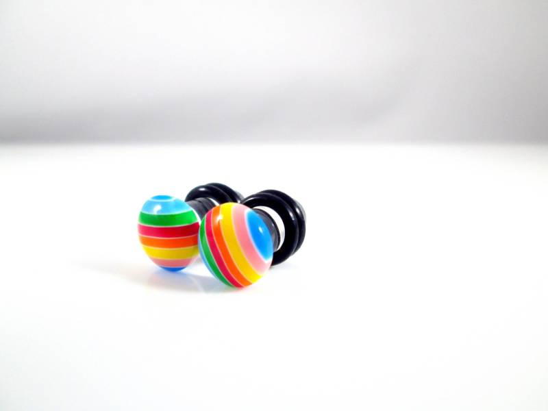 Plugs - Primary Rainbow Stripes Candy Dots 4G, 2G Und 0G von TinyLittleFunBits
