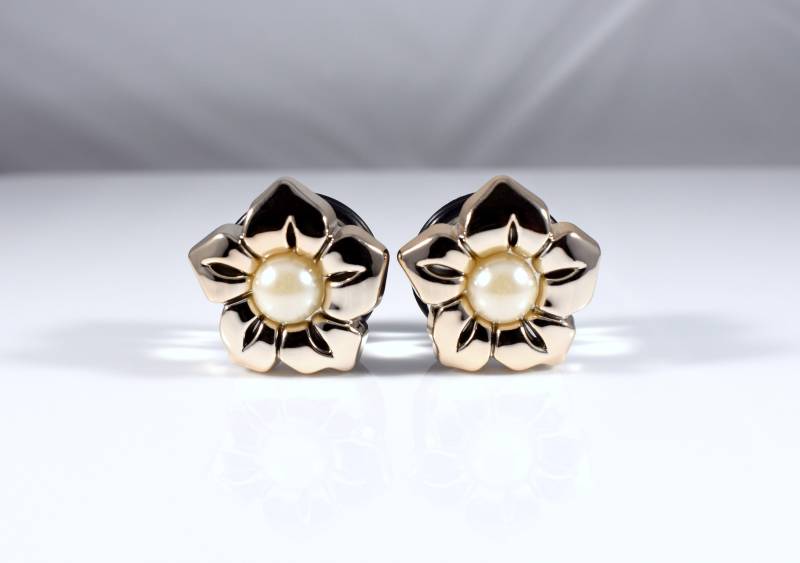 Rosegold Blumen-stecker Mit Perle Mitten | 5/8 Zoll Und 3/4 Zoll von TinyLittleFunBits