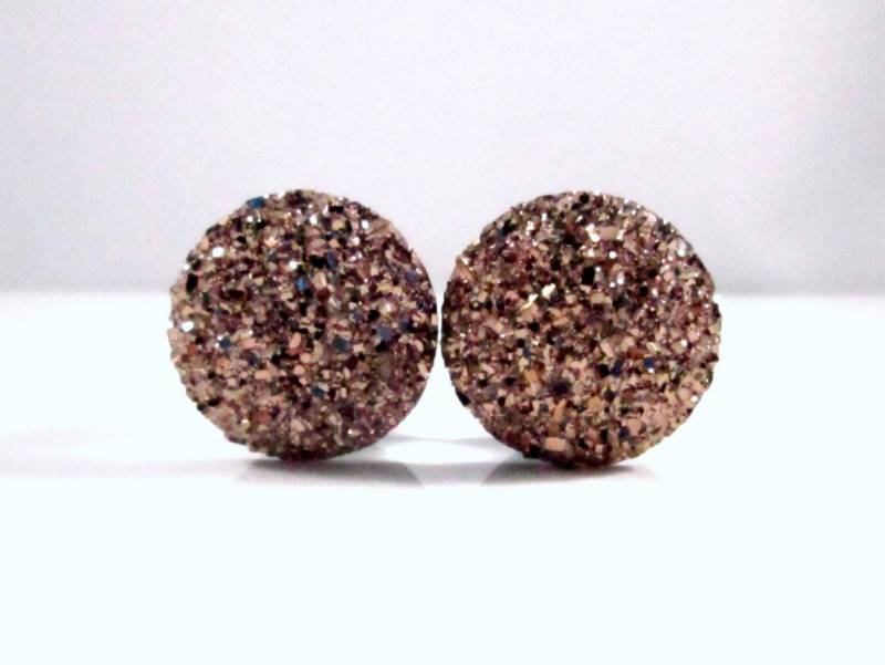 Plugs - Rosegold Large Sparkle Faux Druzy 3/4 In, 7/8 In von TinyLittleFunBits