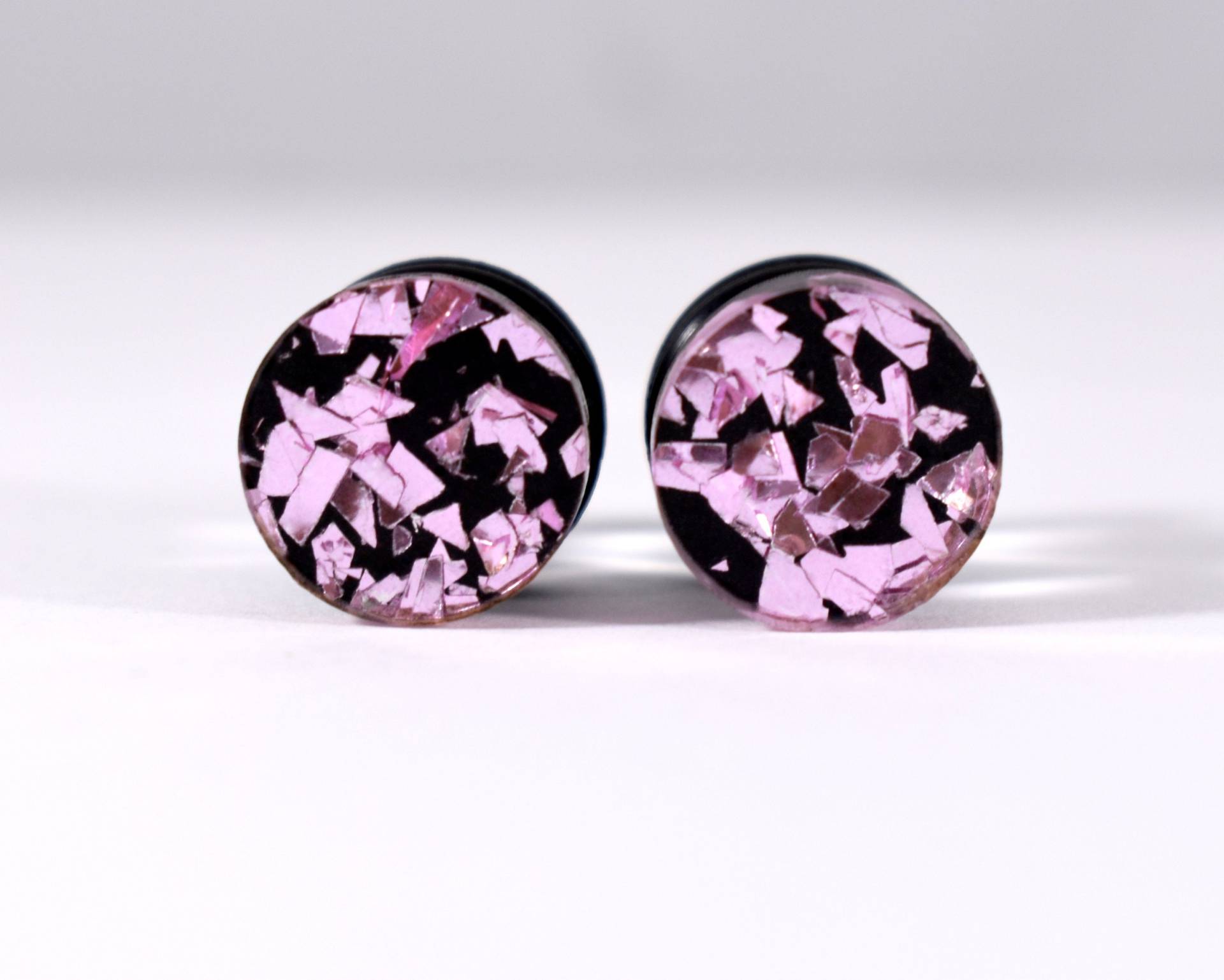 Plugs - Schwarz Und Pink Foil Flake 2G, 0G 00G von TinyLittleFunBits