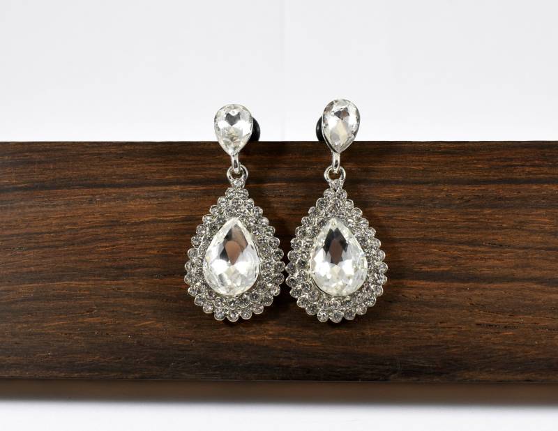 Plugs - Silber Und Weiß Strass Tropfen Baumeln 4G von TinyLittleFunBits