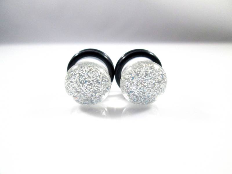 Plugs - Silver Glitter Sparkle 2G, 0G Und 00G von TinyLittleFunBits