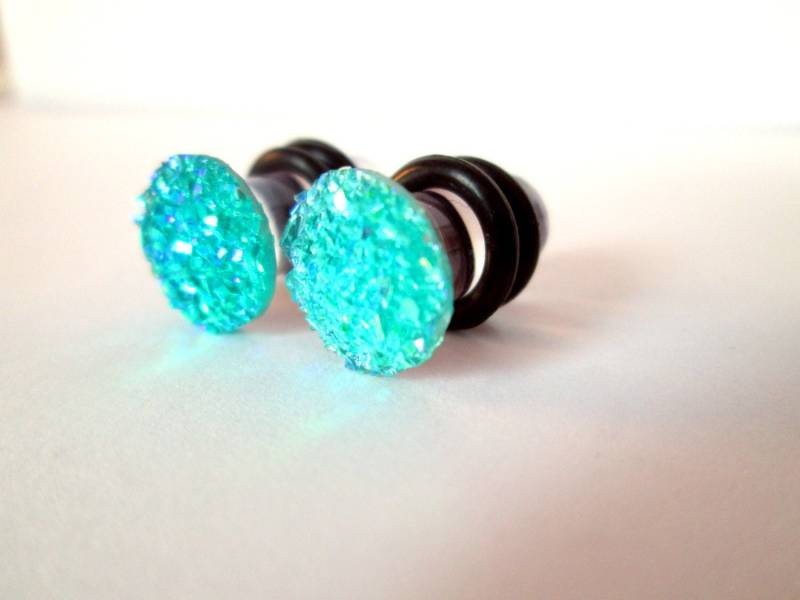 Plugs - Türkis Blau Sparkle Druzy 4G, 2G Und 0G von TinyLittleFunBits