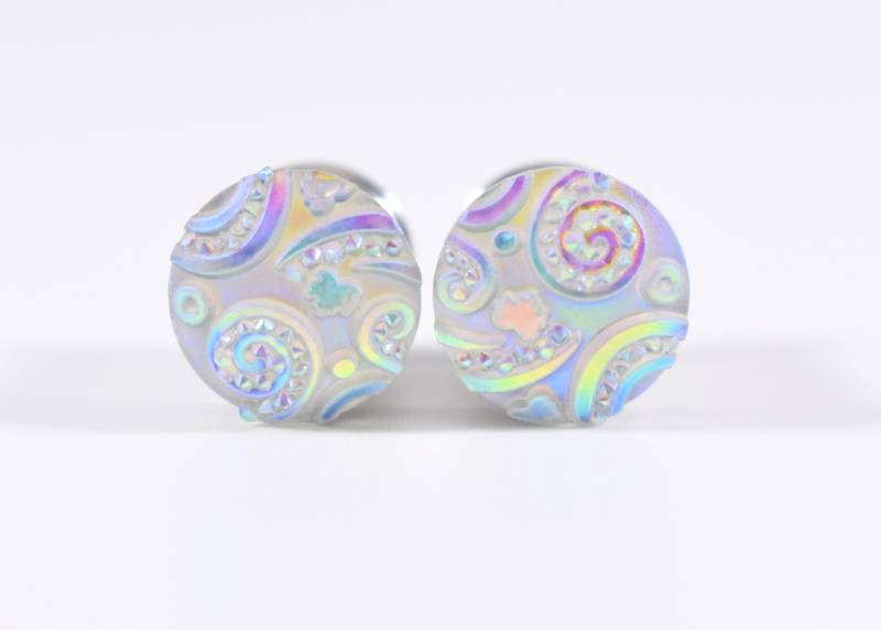 Plugs - Weiß Ab Finish Paisley Swirl 2G, 0G Und 00G von TinyLittleFunBits