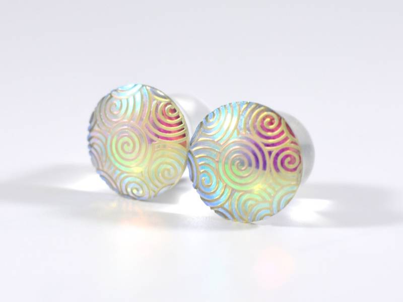 Weiße Plug Ohrringe - Ab Finish Swirls Circles 00G, 7/16 in Und 1/2 In von TinyLittleFunBits