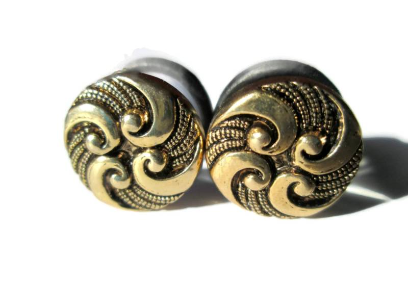 stecker Ohrringe - Gold Wirbel 0G, 00G, 7/16 in Und 1/2 In von TinyLittleFunBits