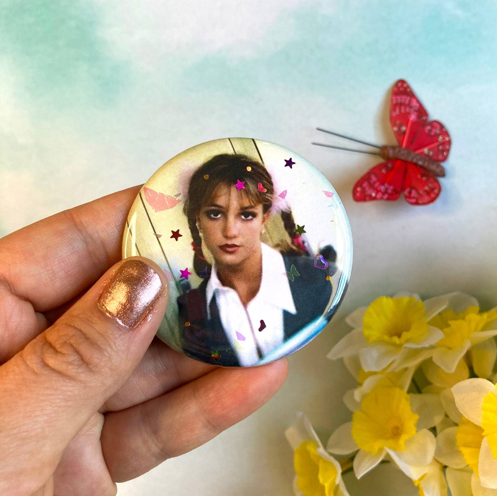 Britney Spears Glitzer Knopf - 2, 25" Knöpfe Free Button Geschenk Galentines Day Geburtstag Geschenkidee Und Party Gastgeschenke von TinyPinkShoe