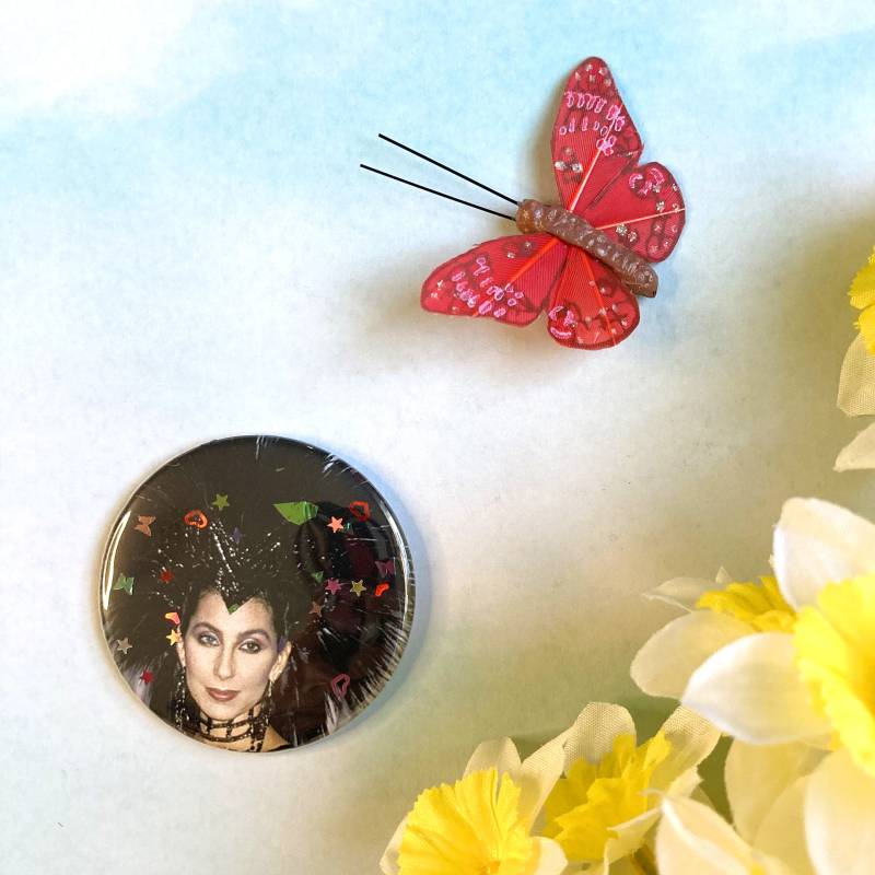 Cher Glitter Button - Handgemachte 2, 25" Knöpfe Geburtstag Geschenkidee Und Partei Gefälligkeiten Glauben Sie Kostenloser Versand von TinyPinkShoe