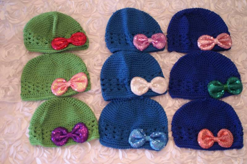 Gehäkelte Mütze, Schleifenmütze, Kleine Mädchenmütze, Süße Mütze von TinyPrincessDesigns