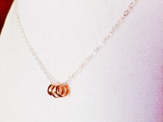 3 Ring Stieg Gold Kette, Gold-Schmuck, Sterling Silber Halskette, Ring Einfache Minimalist 3 Ring Stieg Gold Kette, Gold-Schmuck, Sterling Silber Halskette, Ring Einfache Minimalist von TinyRosesJewelry