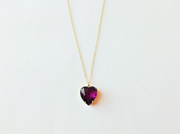 Amethyst Herz Kette, Lila Schmuck, Anhänger Februar Geburt Stein Kette Amethyst Herz Kette, Lila Schmuck, Anhänger Februar Geburt Stein Kette von TinyRosesJewelry