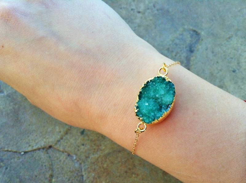 Grüne Druzy Armband, Hübschen Schmuck, Natürlichen Zierliche Goldarmband, Zarte Minimalist Grüne Druzy Armband, Hübschen Schmuck, Natürlichen Zierliche Goldarmband, Zarte Minimalist von TinyRosesJewelry