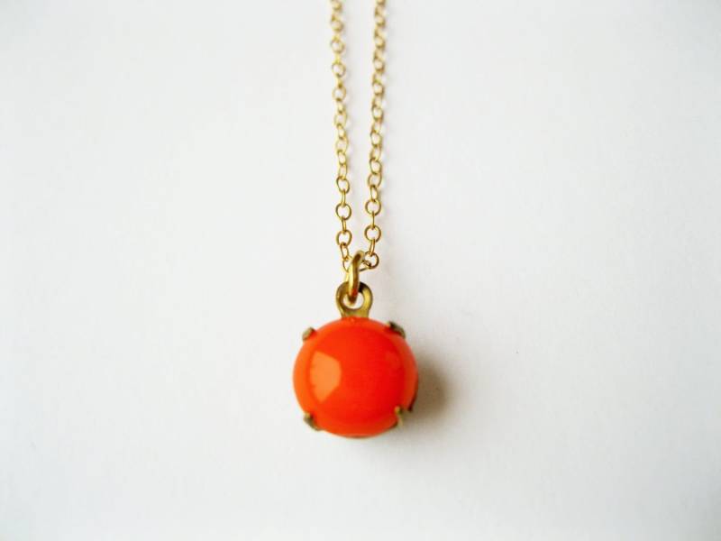 Runde Orange Tropfen Halskette, Einfache Zierliche Bunt, Koralle Schmuck, Alltägliche Halskette Runde Orange Tropfen Halskette, Einfache Zierliche Bunt, Koralle Schmuck, Alltägliche Halskette von TinyRosesJewelry