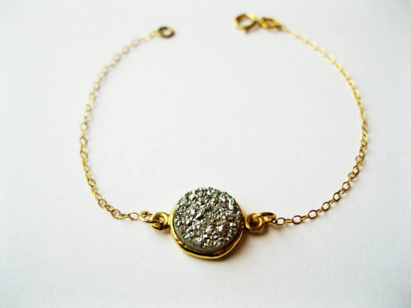 Silberne Natürliche Druzy Armband Armband, Zierliche Silber Schmuck, Einfache Minimalist Silberne Natürliche Druzy Armband Armband, Zierliche Silber Schmuck, Einfache Minimalist von TinyRosesJewelry