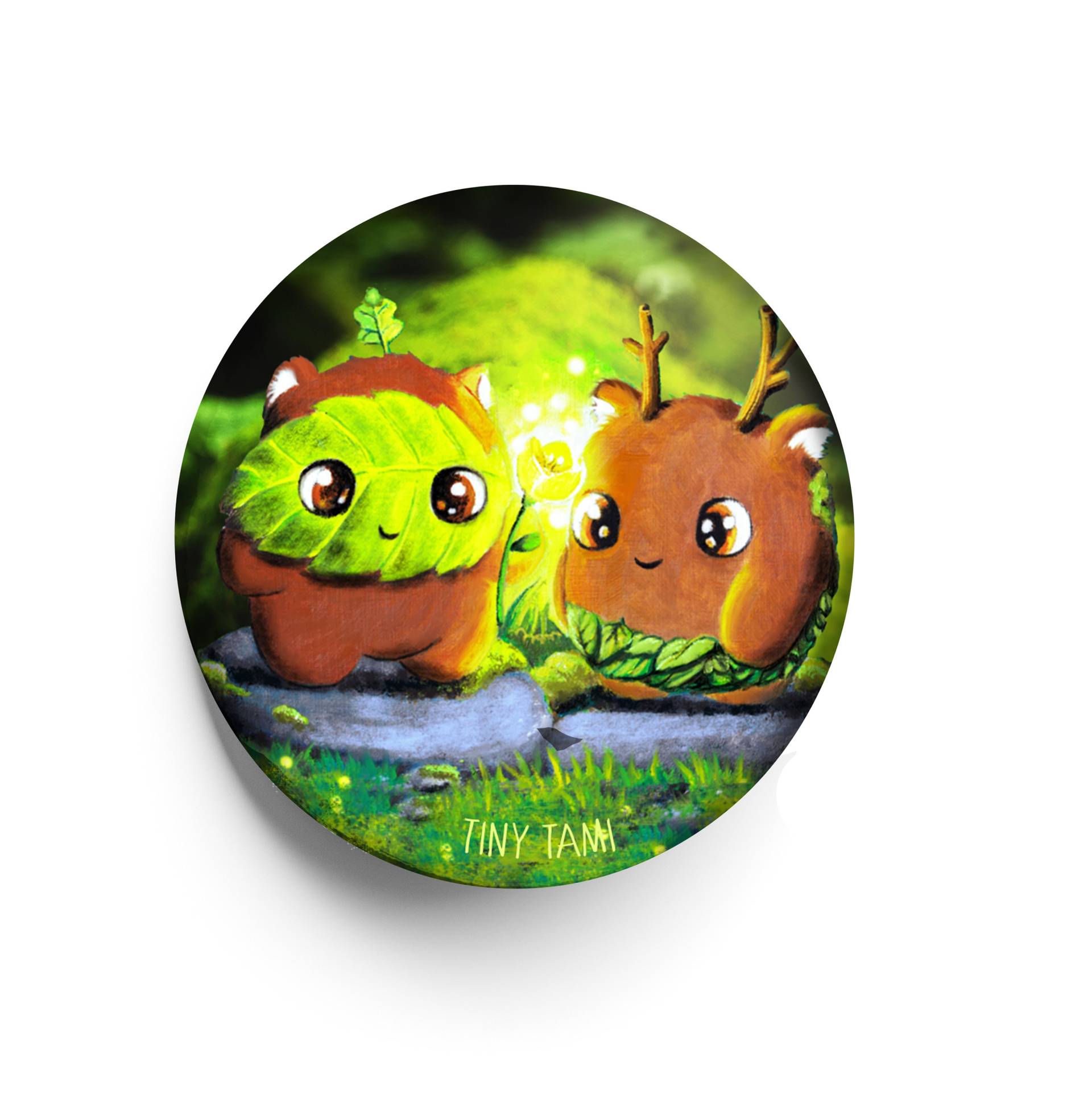 Kawaii Waldgeister Button Süsser Fantasy Pin Zelda Fee Monster Blattling von TinyTami