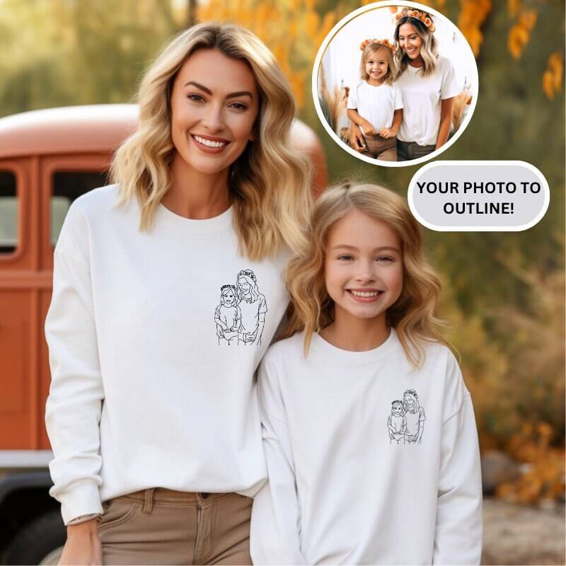 Benutzerdefinierte Familien-Porträt-Sweatshirt | Portrait Von Foto-Sweatshirt Personalisiertes Familiengeschenk Individuelle Geschenke von TinyTotsKids