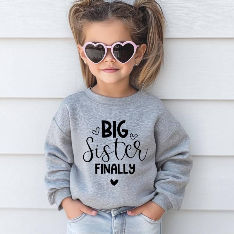 Große Schwester Kleinkind Sweatshirt | Pullover Schwangerschaftansage Mit Rundhalsausschnitt Süßer Kinder Geschenk von TinyTotsKids