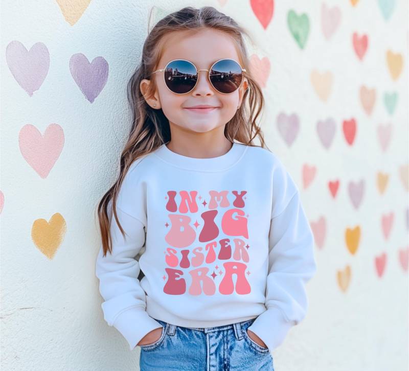 Große Schwester Kleinkind Sweatshirt | Pullover Schwangerschaftansage Mit Rundhalsausschnitt Süßer Kinder Geschenk von TinyTotsKids
