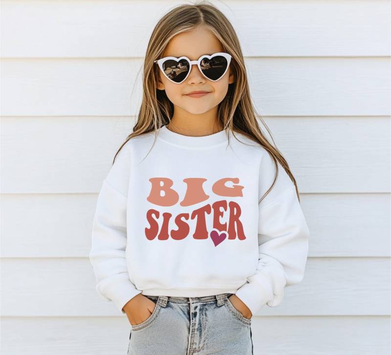 Große Schwester Kleinkind Sweatshirt | Pullover Schwangerschaftansage Mit Rundhalsausschnitt Süßer Kinder Geschenk von TinyTotsKids