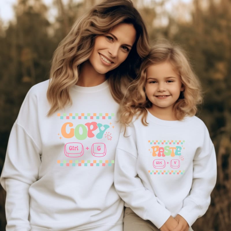 Kopieren Und Einfügen Sweatshirt | Mama Ich Outfit Mommy & Me Passender Pullover Tochter Muttertagsgeschenk von TinyTotsKids