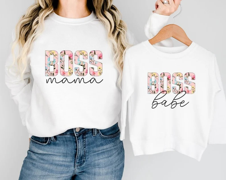 Mama Und Ich Outfit | Boss Sweatshirt Mommy & Me Passender Pullover Mutter Sohn Geschenk Muttertagsgeschenk von TinyTotsKids