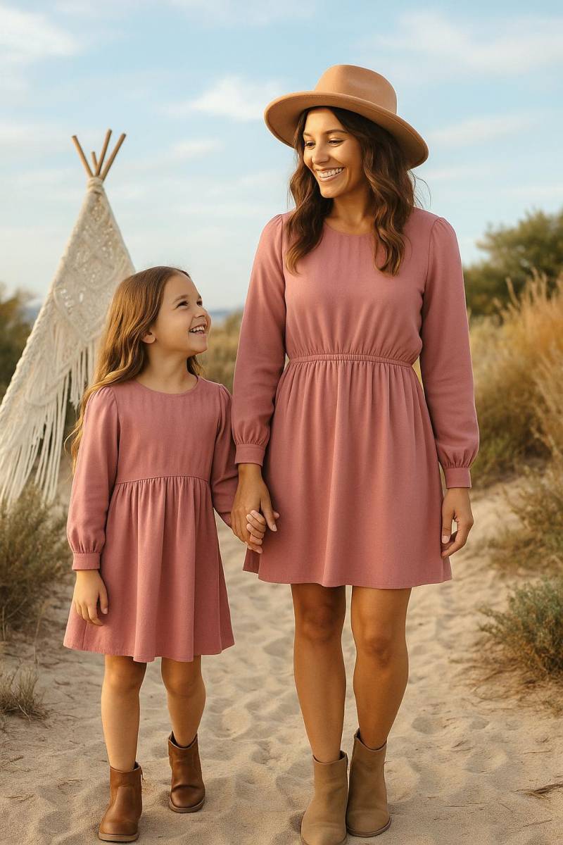 Herbst Mommy & Me Kleider | Rosa Mama Und Passende Outfits & Me Mutter Tochter Kleid Muttertags Geschenk von TinyTotsKids