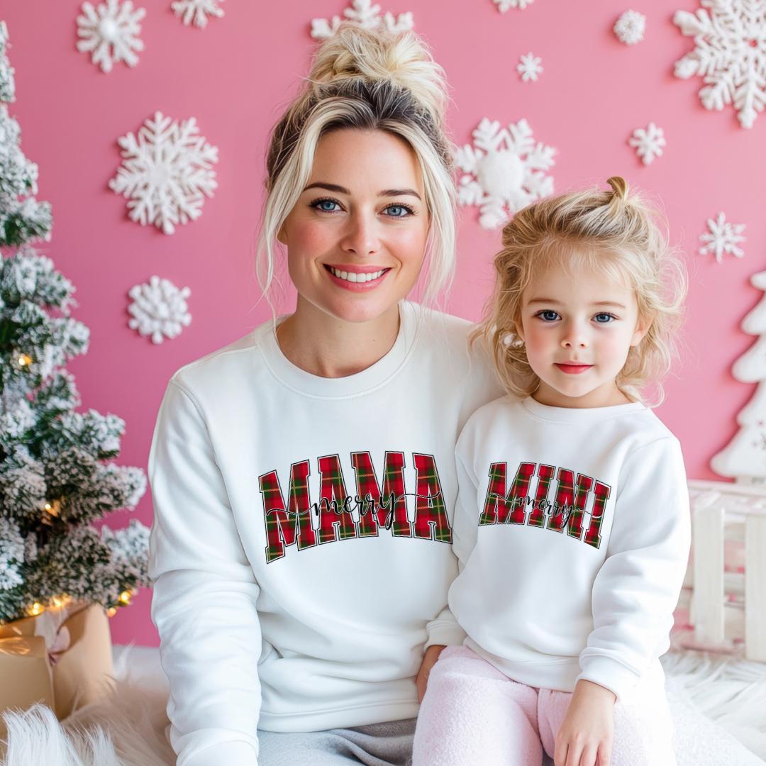 Mommy & Me Weihnachten Sweatshirts | Merry Mom Sweatshirt Mutter Tochter von TinyTotsKids